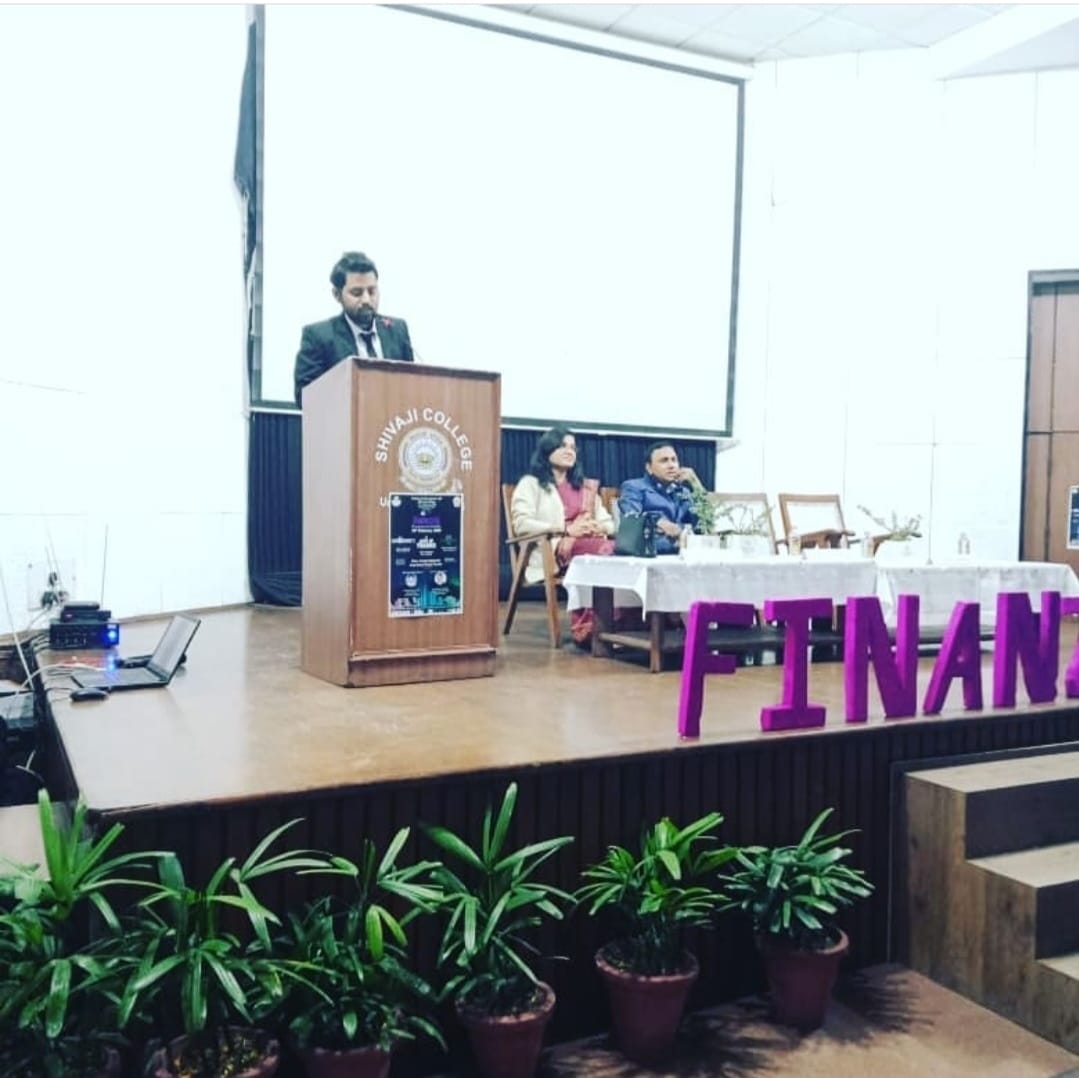 Pulkit Sharma speaking at a finance event, 2020